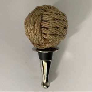 Nautical Wine Bottle Stopper Rope Ball beige tan 2” diameter